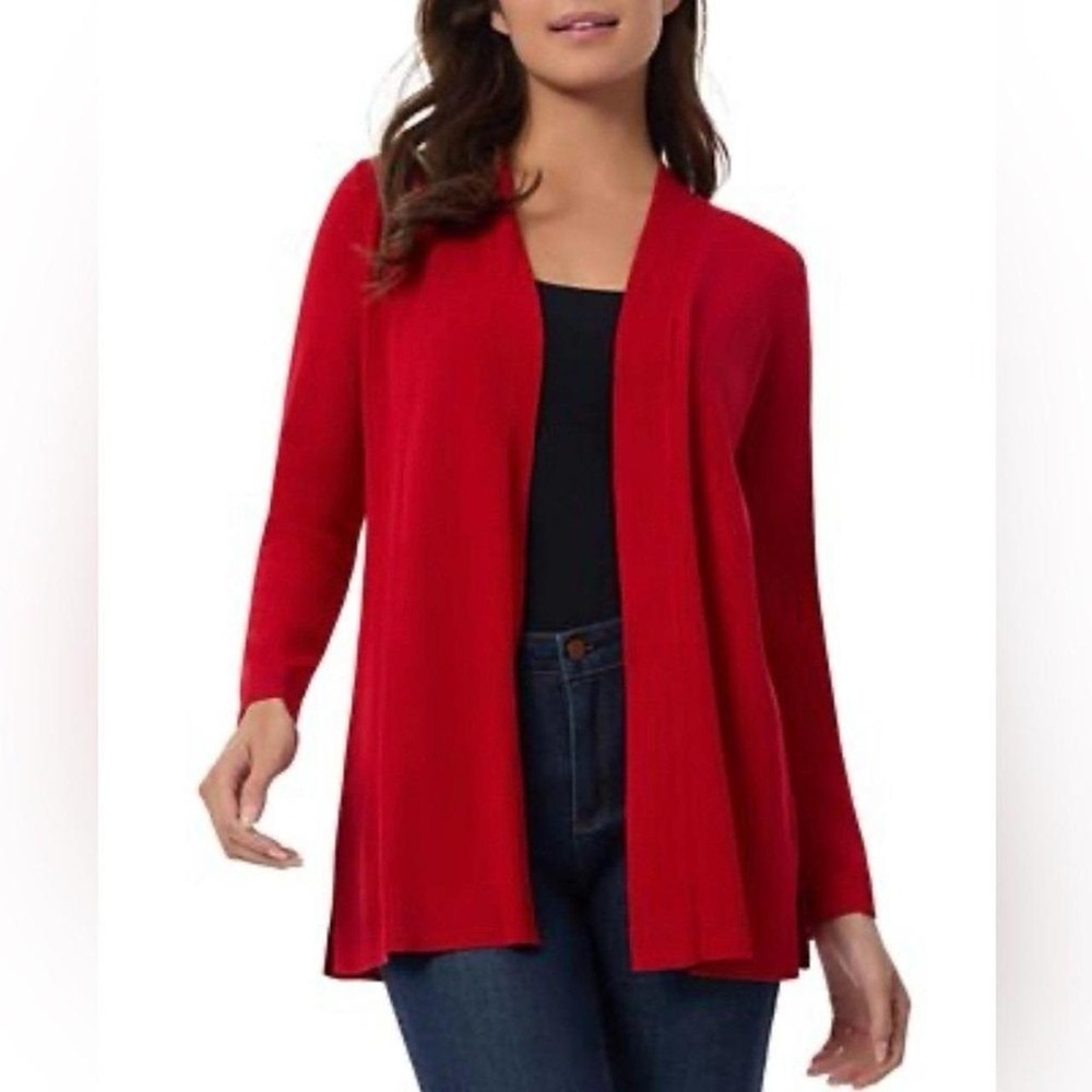 Eileen Fisher merino wool open-front cardigan in a red or burnt orange sz xs/tp